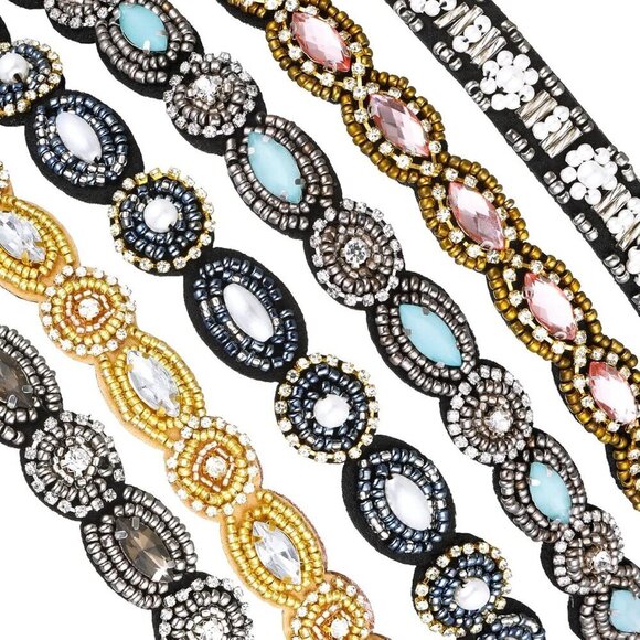 6 Pieces Rhinestone Beaded Headbands Elastic Rhinestone Headbands Vintage Crysta - Picture 7 of 7